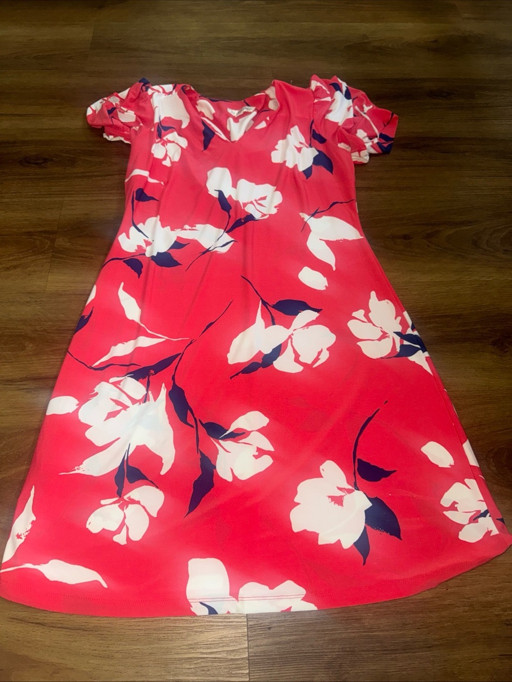 Harper Rose Dress Women 8 Pink  Floral Sheath Midi Zipper Short Sleeve Lined